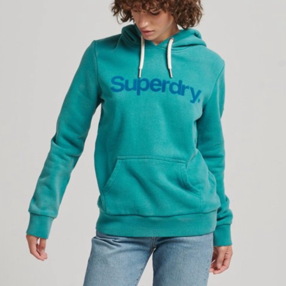 NWT Superdry Vintage Core Logo 80S Hoodie Classic in Biscay Bay Medium M